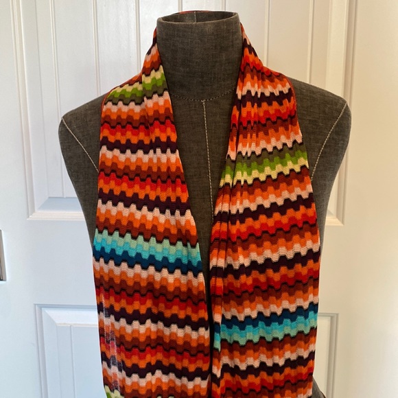 Missoni traditional print zigzag print thin tie scarf Made in Italy - Picture 3 of 10